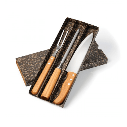 Conj. Faca 8", Garfo e Chaira inox/bambu Special Line - 3 pçs