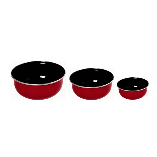 Conjunto de Tigela Esmaltadas – 03 pçs – Vermelho (EWEL)