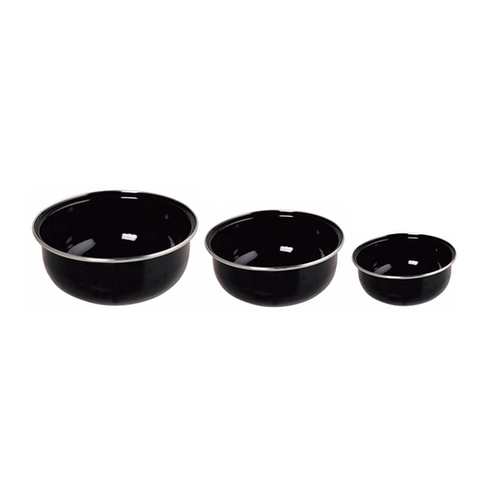 Conjunto de Tigela Esmaltadas – 03 pçs – Preto (EWEL)