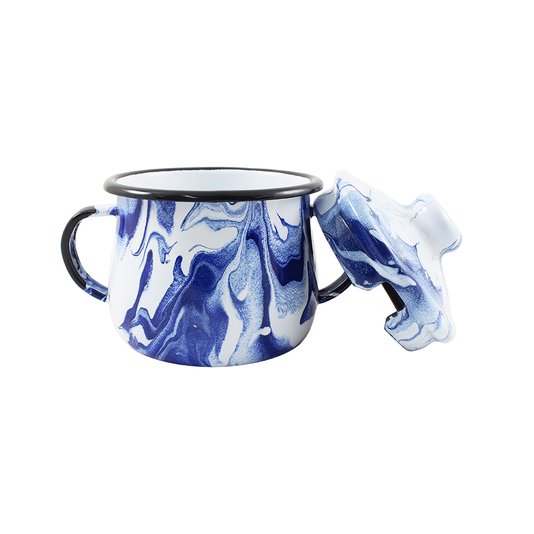 Açucareiro Esmaltado - n° 8 - Azul - 380 ml (EWEL Coleção Marmorizada)