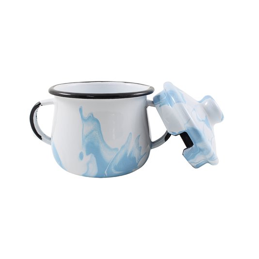 Açucareiro Esmaltado - n° 8 - Azul Claro - 380 ml (EWEL Coleção Marmorizada)