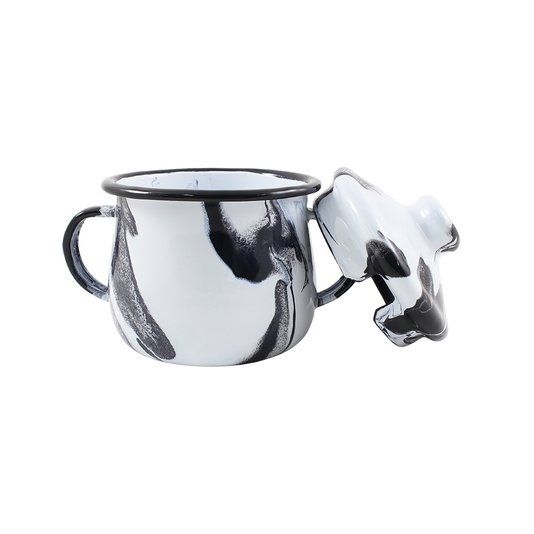 Açucareiro Esmaltado - n° 8 - Preto - 380 ml (EWEL Coleção Marmorizada)
