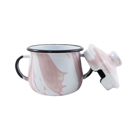Açucareiro Esmaltado - n° 8 - Rosa Claro - 380 ml (EWEL Coleção Marmorizada)