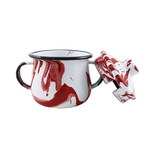 Açucareiro Esmaltado - n° 8 - Vermelho - 380 ml (EWEL Coleção Marmorizada)