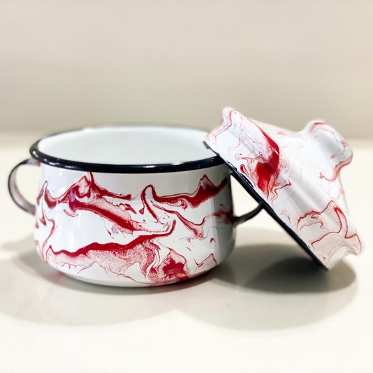Açucareiro Esmaltado - nº 10 - Vermelho - 500 ml (EWEL Coleção Marmorizada)