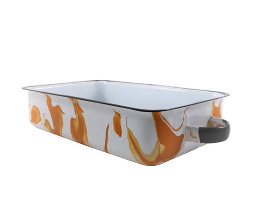 Bandeja Multiuso Retangular - Laranja - P (EWEL Coleção Marmorizada)