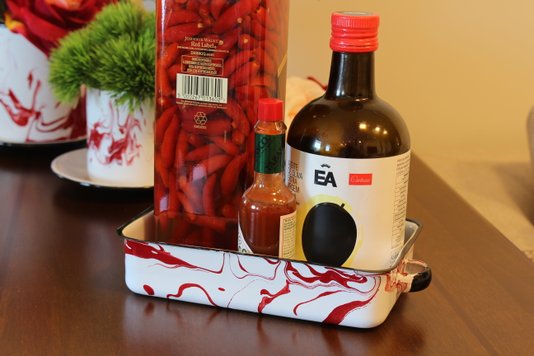 Bandeja Multiuso Retangular - Vermelho - M (EWEL Coleção Marmorizada)