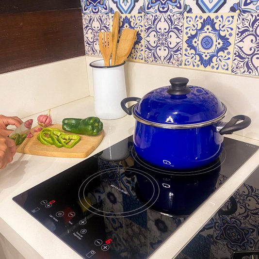 Caçarola Esmaltada com Alças - Bojuda Azul - EWEL