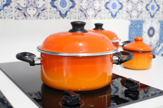 Caçarola Esmaltada com Alças Laranja - EWEL