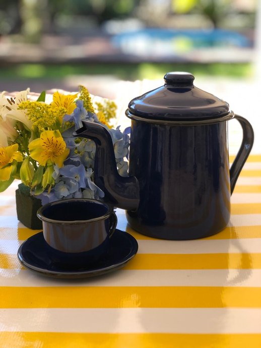 Cafeteira Esmaltada Tradicional - nº 12 - Azul - 1100 ml (EWEL)