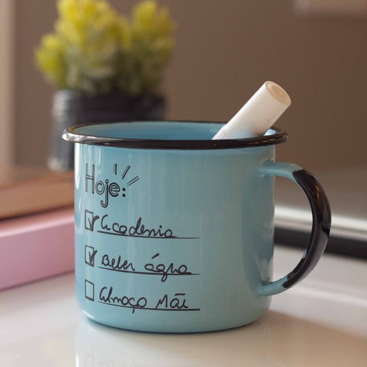 Caneca Esmaltada Agenda Azul Claro - EWEL