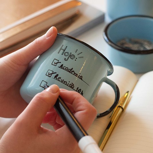 Caneca Esmaltada Agenda Azul Claro - EWEL