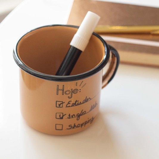 Caneca Esmaltada Agenda Marrom - EWEL