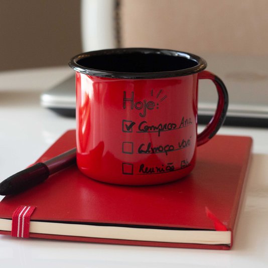 Caneca Esmaltada Agenda Vermelha - EWEL