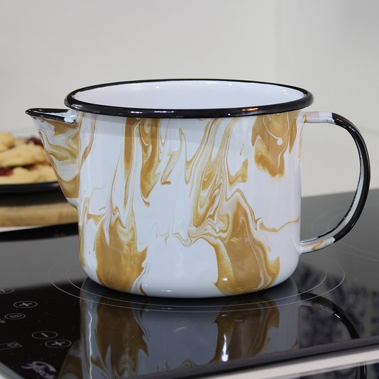 Caneca Esmaltada com Bico - nº 12 - Marrom - 1000 ml (EWEL Coleção Marmorizada)