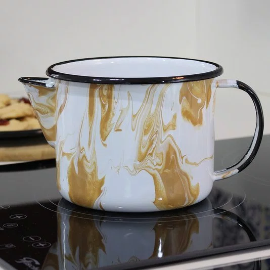 Caneca Esmaltada com Bico - nº 10 - Marrom - 600 ml (EWEL Coleção Marmorizada)
