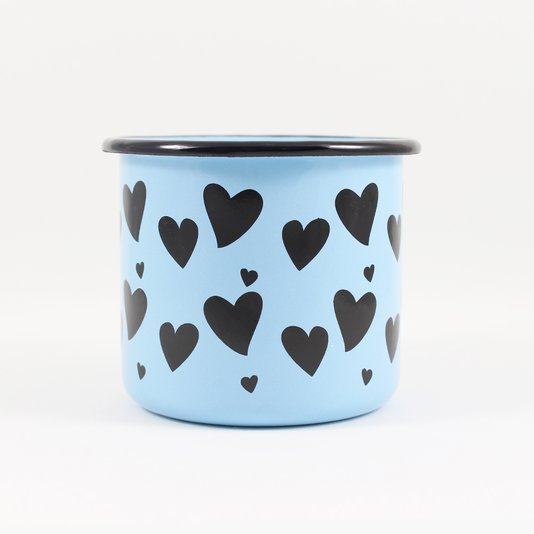 Caneca Esmaltada Coração Azul Claro - EWEL