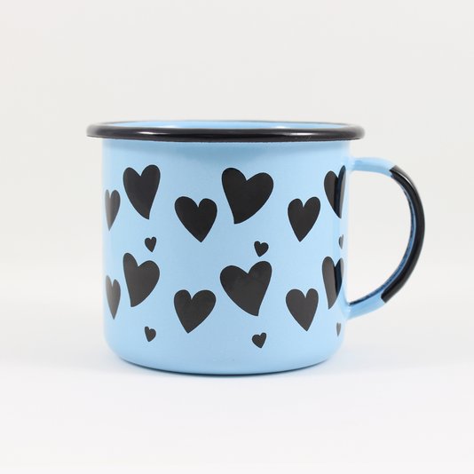 Caneca Esmaltada Coração Azul Claro - EWEL