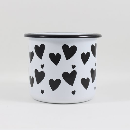 Caneca Esmaltada Coração Branca - EWEL