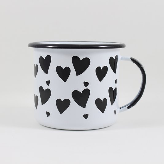 Caneca Esmaltada Coração Branca - EWEL