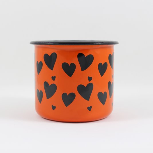 Caneca Esmaltada Coração Laranja - EWEL