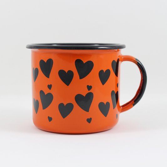 Caneca Esmaltada Coração Laranja - EWEL