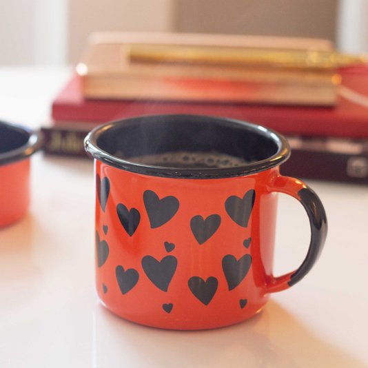 Caneca Esmaltada Coração Laranja - EWEL