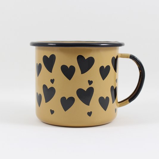 Caneca Esmaltada Coração Marrom - EWEL