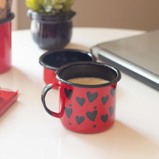 Caneca Esmaltada Coração Vermelha - EWEL