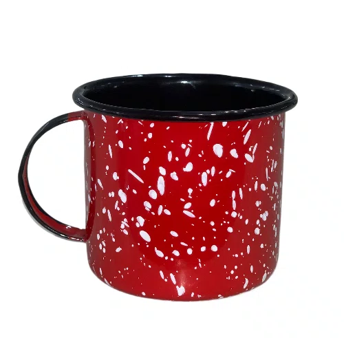 Caneca Esmaltada Vermelha Salpicada Branca (370ml) - EWEL