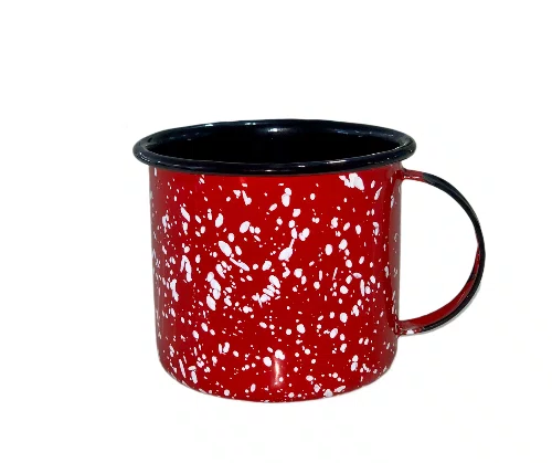 Caneca Esmaltada Vermelha Salpicada Branca (370ml) - EWEL