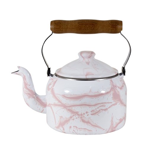 Chaleira Esmaltada Tradicional - nº 16 - Rosa Clara - 1800 ml (EWEL Coleção Marmorizada)
