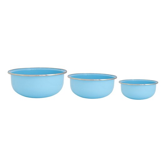 Conjunto de Tigela Esmaltadas – 03 pçs – Azul Claro (EWEL)