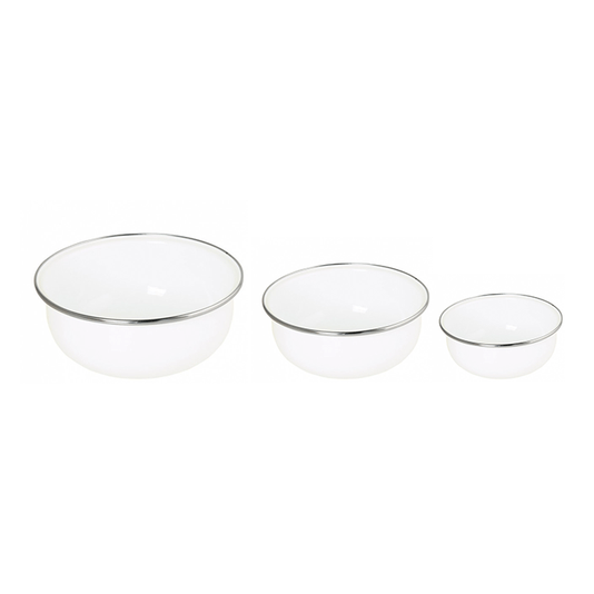 Conjunto de Tigela Esmaltadas – 03 pçs – Branco (EWEL)
