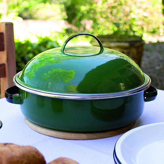 Fritadeira Multiuso Esmaltada “COM TAMPA” - nº 26 - Verde - 4000 ml (EWEL)