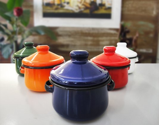 Mini Caçarola Esmaltada com Alça - nº 10 - Azul - 500 ml (EWEL)