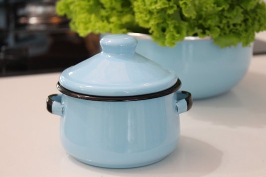 Mini Caçarola Esmaltada com Alça - nº 10 - Azul Claro - 500 ml (EWEL)