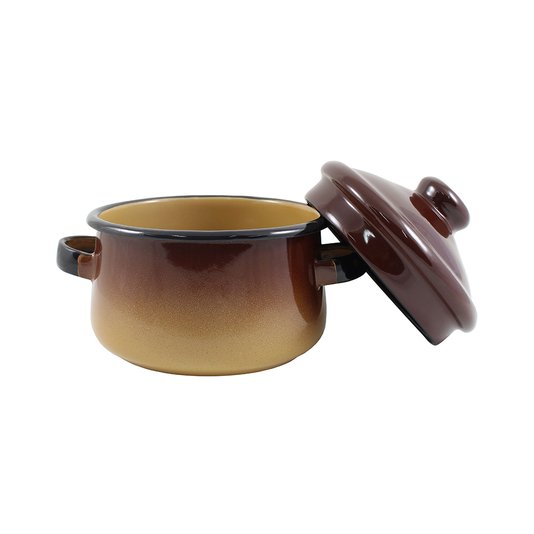 Mini Caçarola Esmaltada com Alça - nº 10 - Marrom - 500 ml (EWEL)