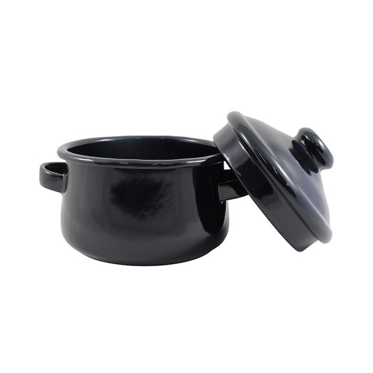 Mini Caçarola Esmaltada com Alça - nº 10 - Preta - 500 ml (EWEL)