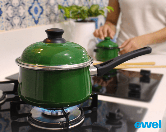 Panela Esmaltada com Cabo - Bojuda Verde - EWEL