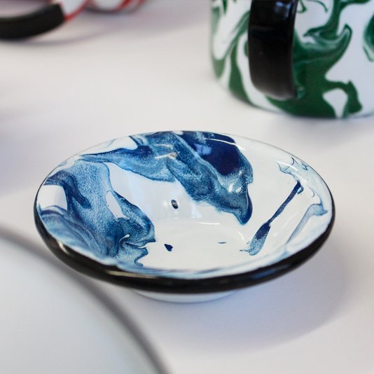 Tigela rasa Azul - (EWEL Coleção Marmorizada)