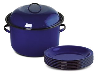 Kit Panelão n° 30 Esmaltado com Pratos Rasos- Azul