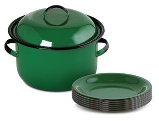 Kit Panelão n° 30 Esmaltado com Pratos Rasos - Verde