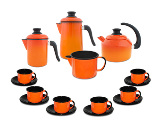 Kit Café Esmaltado 16 peças - Laranja