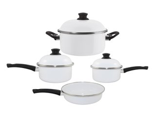 Conjunto de Panelas Esmaltadas – 04 pçs – Branco (EWEL)