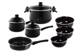 Kit Panelas Esmaltadas 7 peças - Preto