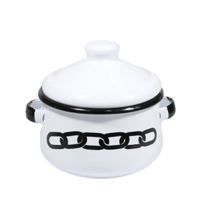 Mini Caçarola Esmaltada com Alça - nº 10 - Branco Corrente - 500 ml (À LA GARÇONNE + EWEL)