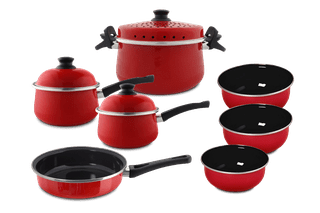 Kit Panelas Esmaltadas 7 peças - Vermelho Kit Panelas Esmaltadas 7 peças - Vermelho