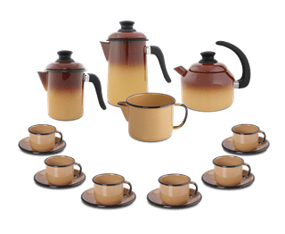 Kit Café Esmaltado 16 peças - Marrom