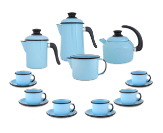 Kit Café Esmaltado 16 peças - Azul Claro